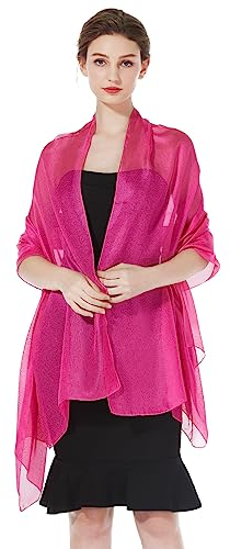 BEAUTELICATE Stola Schal Damen Festlich Leicht Umschlagtücher Halstuch Seidenschal Sommer für Abendkleid Hochzeit Brautkleider Sandstrand Rosa, Einheitsgröße