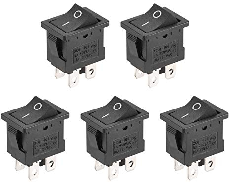sourcing map 5stk. DPDT Boot Wippschalter Schwarz Kippschalter für Boot Marine 4pins ON/OFF AC 250V/6A 125V/10A