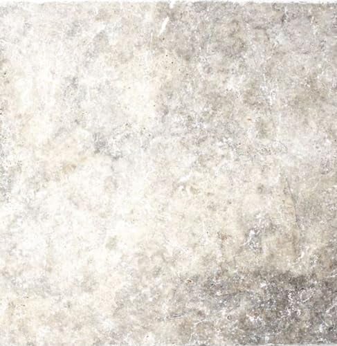 Fliese Travertin Naturstein Silver silber weiß grau hellgrau Natursteinfliese silber Antike Optik Bodenfliese Wandfliese Küche - MOSF-45-47030