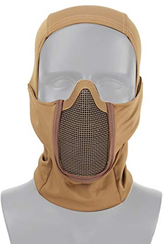 Sturmhaube, Airsoft-Mesh-Maske, Ninja-Stil, Vollgesichtsschutz, Sturmhaube mit Netzmaske für Cs War Game, BB Gun, Jagd, Paintball (Tan)