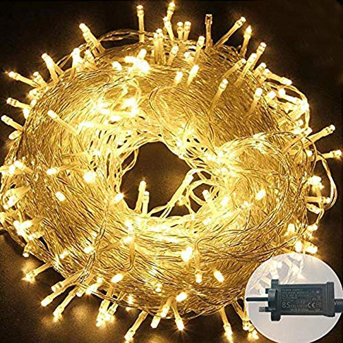 Plug in Fairy Lights, 50m 500 LED String Lights Mains Powered 8 Modes Christmas Tree Lights Waterproof Outdoor Indoor Decoration for Garden Bedroom Festival Party Holiday Wedding Xmas Gift(Warm White)