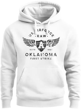 Neverless® Hoodie Herren Print US Airforce Oklahoma Aviator Kapuzen-Pullover Männer