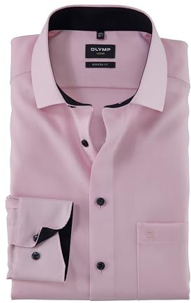 OLYMP Herrem Oberhemd Langarm Level Five - Jersey Hemd, Atmungsaktives Gewebe, NY Kent Kragen - Hemden Herren Modern Fit - Hellrose 31-39