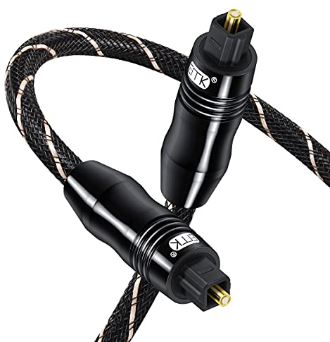 EMK Câble Optique Câble Optique Audio Numérique Cable Toslink vers Toslink nylon tressé Câble Fibre Optical pour Haut - parleur, Smart TV, DVD, Soundbar (1 mètre)