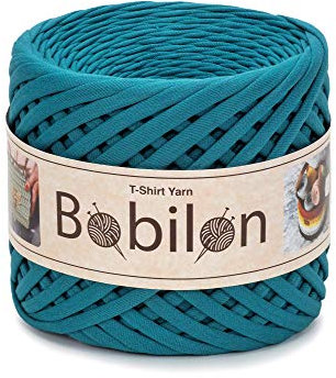 T-Shirt-Garn, Fettuccine-Spaghetti-Knäuel, zum Häkeln, Stricken, für Maskenbänder, Makramee, Bio-Baumwolle, Jerseygarn, 3–5 mm, grünblau (Deep Ocean)