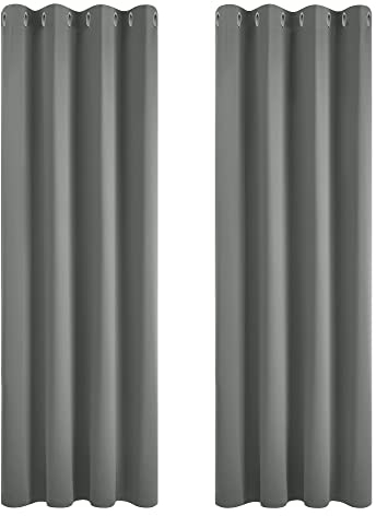 Deconovo Gardinen Blickdicht Vorhang Schlafzimmer Kälteschutz Vorhänge Blickdicht, 214x117cm(HöhexBreite), Hellgrau, 2er Set