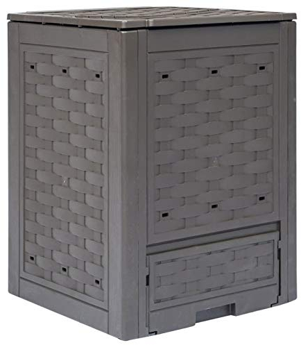 Tidyard Gartenkomposter Kunststoff Komposter Thermokomposter Schnellkomposter, Braun 60 x 60 x 83 cm 300 L