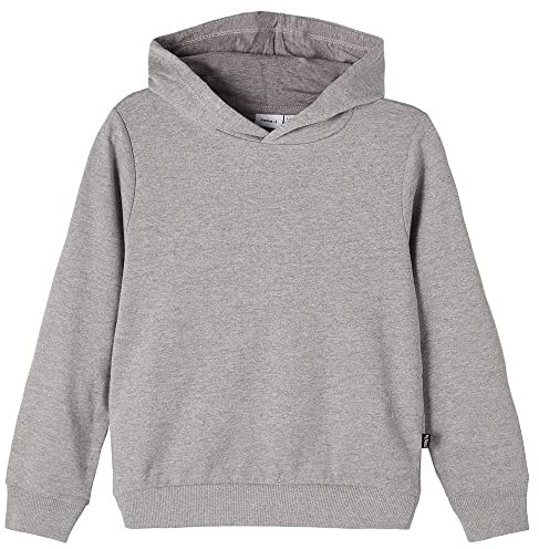 NAME IT Mädchen Kapuzen Sweater aus Bio-Baumwolle Grey Melange 134-140