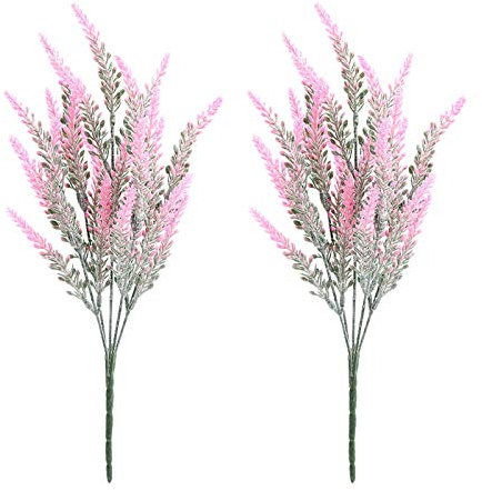 Benoon Artificial Flowers with Stems 2Pcs 5-fork Simulation Lavender Artificial Flowers for Home Wedding Bouquet Decoration Pink
