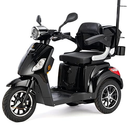 VELECO Seniorenmobil Roller 3-Rad Elektromobil Lithium-Ionen ElektroRoller 800W DRACO (Schwarz)