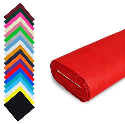 Fashion Track roter Stoff Baumwolle Meterware UK - 58 Zoll / 147,5 cm breit - 100% Baumwollstoff einfarbig - 60 Quadrat - erhältlich in 20 Farben und 5 Größen (1 Meter, Rot)