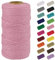 Uiopa Makramee Garn 2mm x 100m, Natürliche Makrameegarn Farbig Baumwollgarn Weiches Baumwollkordel, Natur Baumwollseil für DIY Wandbehang, Hängepflanze, Geschenkverpacken, Gärtnern (Rosa)