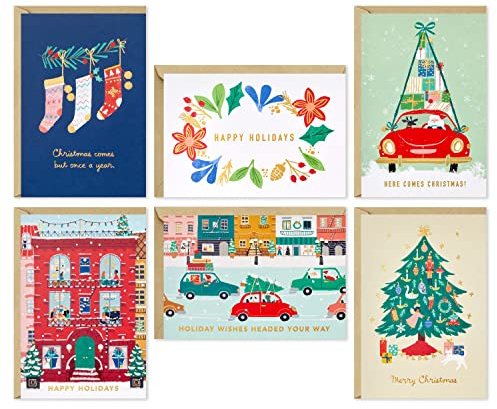 Hallmark Weihnachtskarten-Sortiment, Vintage-Feiertage (6 Designs, 36 Karten mit Umschlägen)