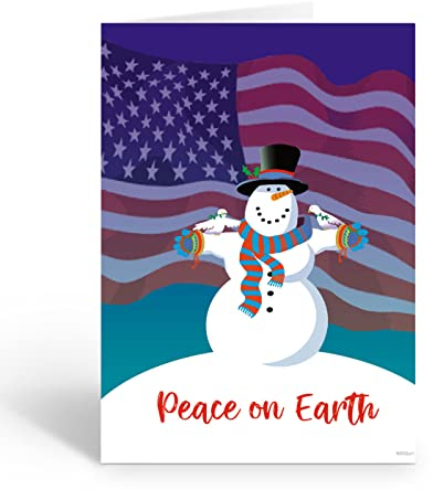 Stonehouse Collection Patriotische Weihnachtskarte | 18 Frieden auf der Erde Weihnachtskarten Umschläge | USA hergestellt (Standard)