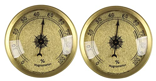 MISNODE 2 igrometri per sigari, igrometro meccanico rotondo, misuratore di umidità portatile vintage, monitor di umidità per sigari Humidor giardino cantina serra