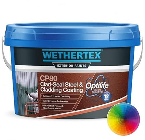 Wethertex CP80 Clad-Seal Steel & Cladding Coating Paint - Self Priming Rust Protection - Multi Surface Water Resistance - Anthracite Grey - 10L