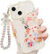 IAIYOXI for iPhone 13 Case with Cute Flowers Bear Pattern, Camera Protector, Clear Case and Lovely Strap Bracelet Chain, Compatible for iPhone 13 for Girls Women (Clear)