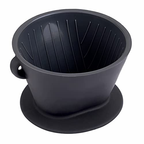 Segarty Silicone Pour Over Coffee Dripper, 1 Set Black Collapsible Coffee Maker Single Cup with Storage Pouch, 2 Reusable Coffee Filter Cone Drip Holder Slow Brewer for Travel, Camping, Office