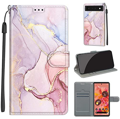 Handyhülle für Google Pixel 6 Hülle, Pink Muster | Standfunktion, Kartenfach, Magnetisch, Stoßfeste Schutzhülle, Flip Leder, Klapphülle