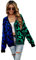 HEYPORK Damen Herbst Winter Warm Bequem Jacke Casual Mode übergangsjacke Mantel Frauen Pullover Leopardenmuster Patchwork Strickjacke Knopfleiste Strickpullover(Blau, XL)