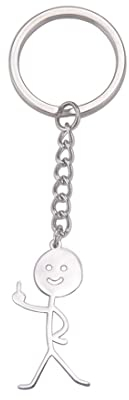 Porte-clés Doodle personnalisé Doodle Smiley Face Middle Foodle Cool Porte-clés Cadeau créatif Unique fait à la main Adolescent Fille Garçon (argent3)
