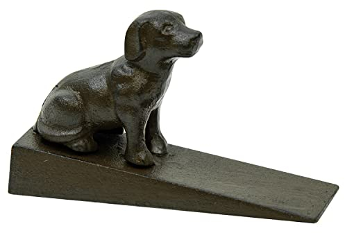 Woodside Heavy Duty Cast Iron Decorative Dog Door Wedge Stop, Fun Antique Style Doorstopper/Jammer
