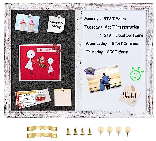 Umtiti 2 in 1 Whiteboard Magnettafel und Pinnwand Filz mit Holzrahmen für Büro, Schreibtisch, Schule, Schlafsaalraum, Küche, Kindraum.BK+WH-3343WH,DE