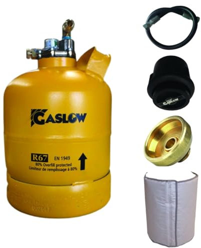 Gaslow Pack Bouteille GPL Rechargeable 2.7kg + Lyre + Boite Transfert Noire + Adaptateur FR/IT + Couverture Isolante