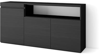 Skraut Home | Buffet Salon et Cuisine | Meuble de Rangement, Commode | 150x75x35cm | 3 Portes | Meuble Chaussure | Style Moderne | Noir