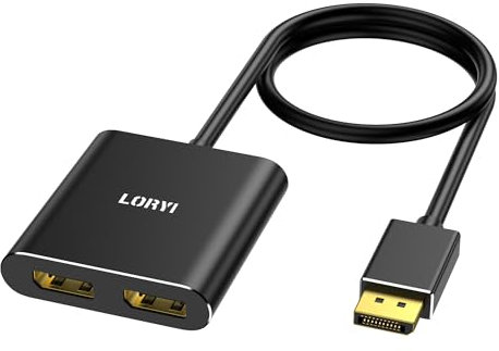 Adaptateur répartiteur Displayport vers double DisplayPort, concentrateur MST Displayport 4K60Hz 1 entrée 2 sorties pour double moniteurs, répartiteur de port d'affichage DP1.4 pour ordinateur de