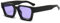 JCTAIFOO Occhiali da sole rettangolari vintage per donna uomo donna retrò rettangolare chunky quadrato grande spessore telaio occhiali, nero/viola