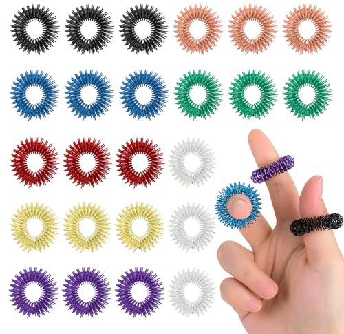 Akupressur Ring Set, Massageringe für Finger Akupressurring, Massage Ring für Stress Reduzierstück und Förderung der Durchblutung, Fingermassage oder Zehenmassage, Fingerspielzeug