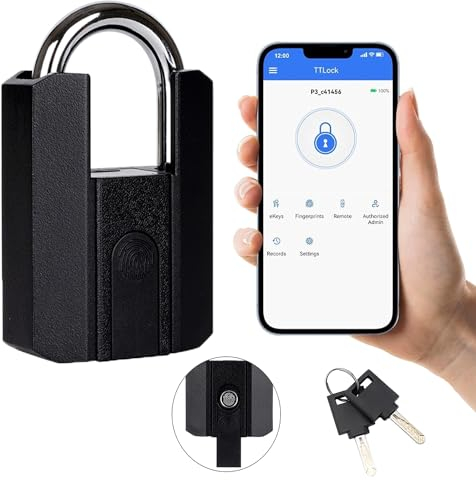 Fingerabdruck Vorhängeschloß, Intelligentes Fingerabdruck, Robustes Schließfachschloss mit APP, Waterproof Biometrisches intelligentes Vorhängeschloss mit USB-Lade-Bluetooth-Outdoor-Vorhängeschloss