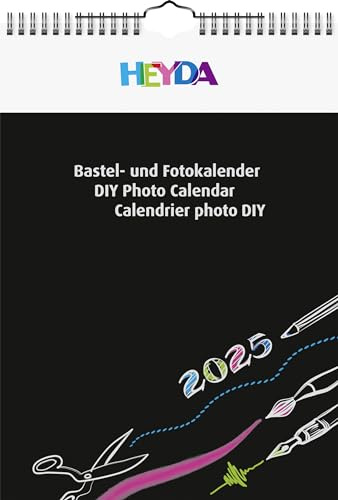 Heyda Bastel- und Fotokalender jahresgebunden (2025), 1 Blatt = 1 Monat, A4, schwarz