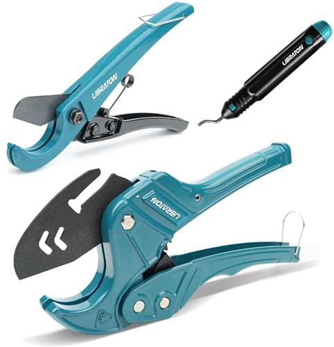 Libraton Set Tagliatubi, Tagliatubi PVC 42mm, Tagliatubi PEX 31mm, Sbavatore Rotante a 360 Gradi, Utensili da Taglio per Tubi per Carichi Pesanti, Set di Attrezzi da 3 Pezzi per PEX, PVC, PPR
