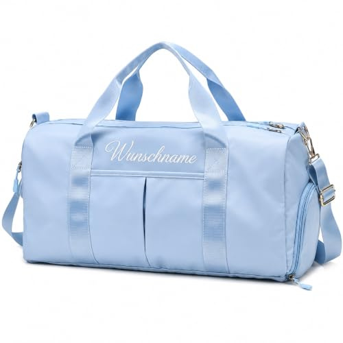 Personalisierte Sporttasche mit Namen, Reisetasche für Damen und Herren | Bestickte Reisetasche mit Schuhfach & Nassfach, 7 Farben, ideal für Fitness, Sport, Reisen und als Geschenk