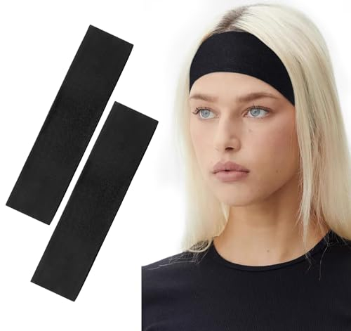 BELEVO Fascia Capelli Donna Sport, 5cm Fascette Capelli Nera Elastici Fasce per Capelli Donna & Uomo Antiscivolo Fasce Capelli Fitness Yoga Gym