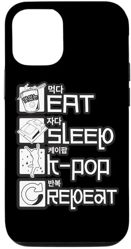 Eat Sleep K-Pop Repeat Koreanisch Hangul Korea Hülle für iPhone 15