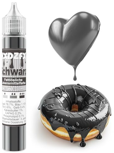 Fettlösliche Lebensmittelfarbe - 30ml Konzentrat Ölbasis Lebensmittelfarben für Schokolade, Lebensmittelfarbset Farbstoff für Tortendeko, Fondant, Buttercream, Backen, Kunsthandwerk (Schwarz)