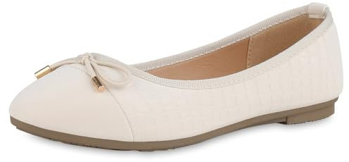 VAN HILL Damen Klassische Ballerinas Flach Kroko Klassisch Schuhe 215568 Beige Kroko 40
