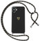 Oelrstfe Coque pour iPhone 12 Mini avec Cordon de Collier Étui Housse Souple Silicone avec Motif Coeur et Portable Lanyard Réglable Antichoc Anti-Chute Bandoulière Lanière Case,Noir