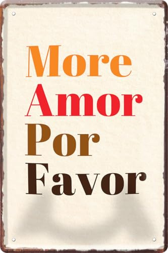 Blechschild ''More amor por favor'' 20x30cm Geschenk Lustige Sprüche Feier Vintage Retro Geburtstag Deko Party Überraschung Fan Sex Anzüglich Zweideutig Romantik Gefühle