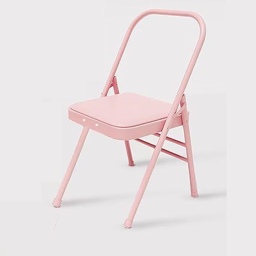 Eqvexd Yoga-Stuhl Iyengar,Yoga-Hilfs-Klappstuhl mit Lordosen-Rückenstütze,Balance-Yoga-Ausrüstung,Metall-Klappstuhl,Balance-Handstand-Trainingsgerät,Pink- 45 * 41 * 82.5CM