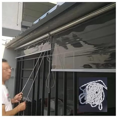 Tenda Antipioggia in PVC Crystal Trasparente,tenda a rullo trasparente antipolvere,Tapparella Avvolgibile PVC Trasparente Impermeabile,con Raccordi . LarghezzaxAltezza(W90*H200cm/W35.43*H78.74in)