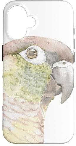 Coque pour iPhone 16 Peinture aquarelle perroquet à joues vertes