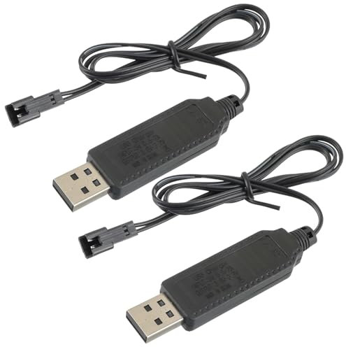 EPLZON 3,6 V-3,7 V Câble Chargement de Batterie, Adaptateur de Prise SM-2 Broches, utilisé sur Avion RC, Char RC, Modèle de véhicule RC, Voiture Buggy, Camion, VTT, Voitures de Course(2 Pièce)