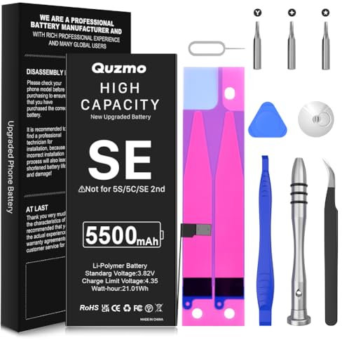 [5500 mAh] Akku für iPhone SE 2016, hohe Kapazität, Ersatz-Akku für iPhone SE 1. Generation, Modelle A1662 A1723 A1724 mit Werkzeugset