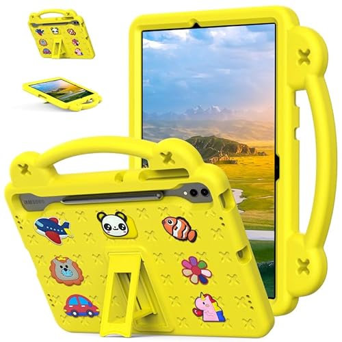 Custodia per Samsung Galaxy S8+ S7 Plus/S7FE 12,4 pollici (SM-T730 T970 SM-X800) Custodia per bambini, custodia per tablet, design carino fai da te, maniglia con supporto, custodia protettiva leggera