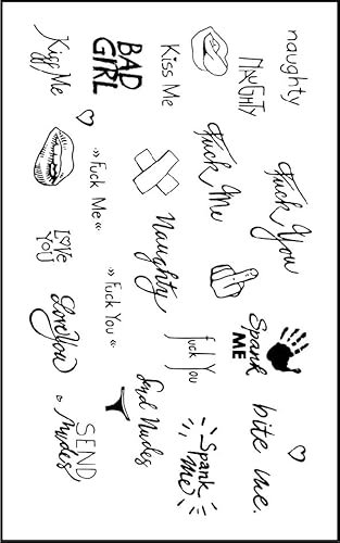 Lot 25 Mini Faux Tatouages Temporaires Ephémères Stickers Autocollant Pour Ongles ou Corp Sexy Adultes Coquin HotWife Libertin Tattoo Femme Tatoo Sexe Hot Charme Erotique Séduction