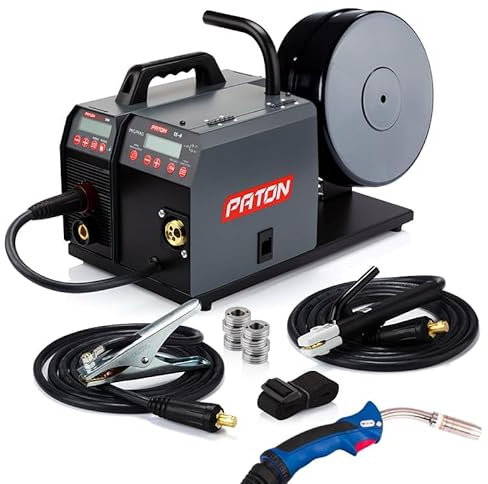 Saldatrice MIG PATON ProMIG 250A 3 in 1 230V, 15-4 – Kit MIG senza gas con trainafilo a 4 rulli – Saldatrice inverter per saldature rapide e semplici